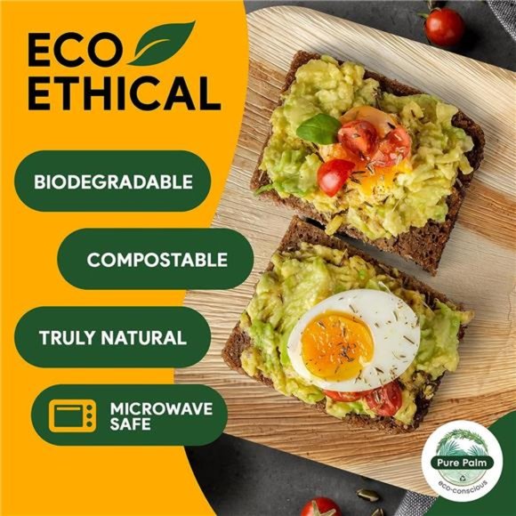 10 in Party Plates Palm Leaf Plates Biodegradable Plates 25 pc Nice Compostable - Picture 4 of 7